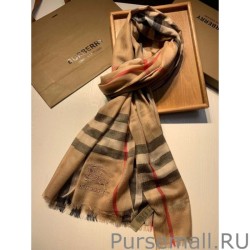 Inspired Burberry Aquatic Cashmere Small Check Shawl 75 x 220 Brown