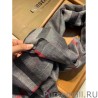 Luxury Burberry Aquatic Cashmere Small Check Shawl 75 x 220 Gray