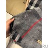 Luxury Burberry Aquatic Cashmere Small Check Shawl 75 x 220 Gray