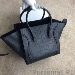 Copy Celine Medium Phantom Bag In Black Crocodile Leather