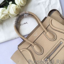 Inspired Celine Micro Luggage Bag In Beige Grained Leather