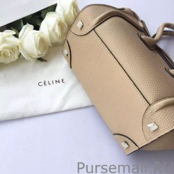 Inspired Celine Micro Luggage Bag In Beige Grained Leather