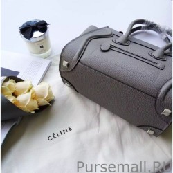 High Quality Celine Micro Luggage Bag In Grey Grained Leather