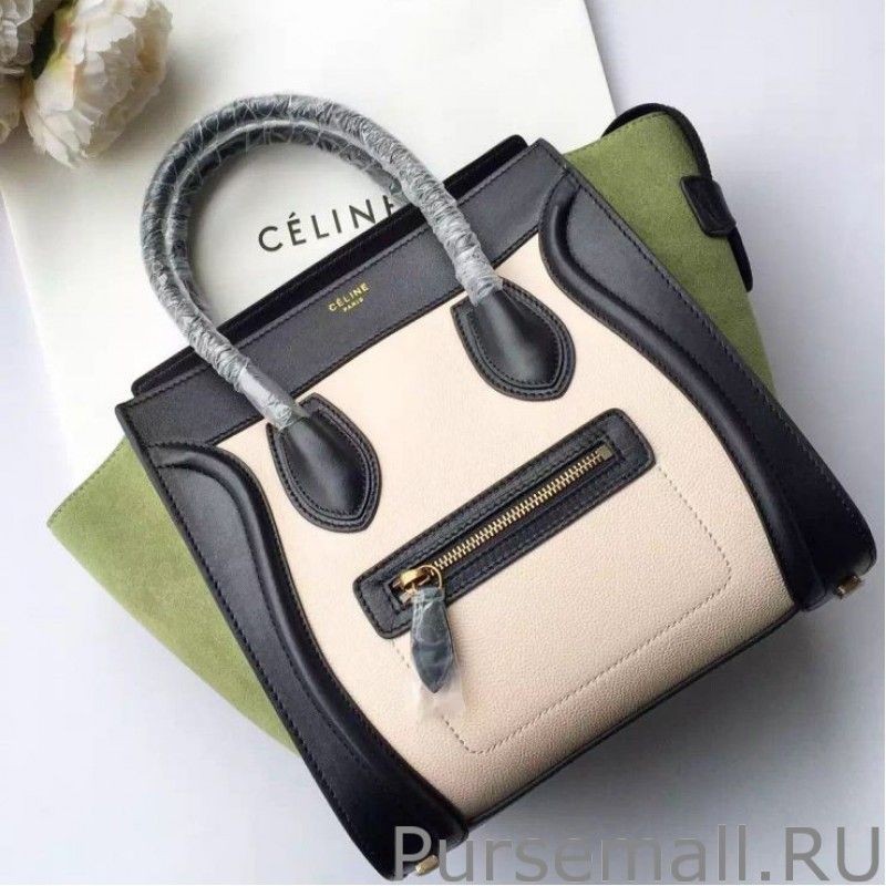 Perfect Celine Micro Luggage Bag In Multicolour Calfskin Ivory