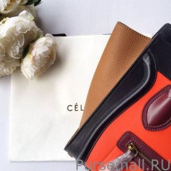 Replicas Celine Micro Luggage Bag In Multicolour Calfskin Orange