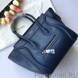 Luxury Celine Micro Luggage Bag In Navy Blue Calfskin