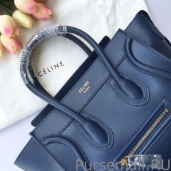 Luxury Celine Micro Luggage Bag In Navy Blue Calfskin