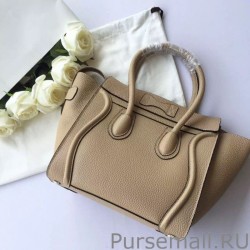 Replicas Celine Mini Luggage Bag In Beige Grained Leather