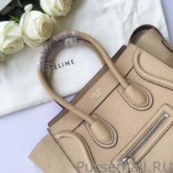 Replicas Celine Mini Luggage Bag In Beige Grained Leather