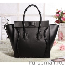 Replica Celine Mini Luggage Bag In Black Calfskin