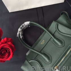 Top Quality Celine Mini Luggage Bag In Green Goatskin