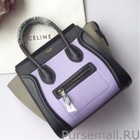 Replicas Celine Mini Luggage Bag In Multicolour Calfskin Lilas