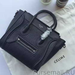 Cheap Celine Nano Luggage Bag In Black Grained Leather