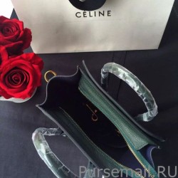 High Celine Nano Luggage Bag In Green Goatskin Leather