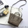 High Celine Nano Luggage Bag In Khaki Grained Leather