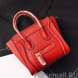 Perfect Celine Nano Luggage Bag In Red Goatskin Leather