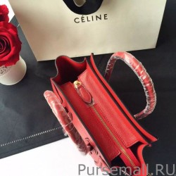 Perfect Celine Nano Luggage Bag In Red Goatskin Leather
