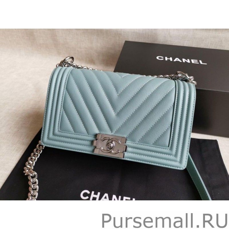 1:1 Mirror Boy Classic Chevron Flap Bag A67086 Light Blue