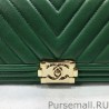 AAA+ Boy Classic Chevron Flap Grained Bag A67086 Green