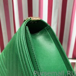 AAA+ Boy Classic Chevron Flap Grained Bag A67086 Green