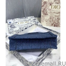 Top Christian Dior Book Tote Mini Denim Dior Oblique Embroidered Tote Blue