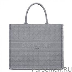1:1 Mirror Christian Dior Cannage Embroidery Dior Book Tote Bag Gray