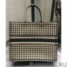 UK Christian Dior Houndstooth Embroidery Book Tote Handbag Cream