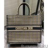 UK Christian Dior Houndstooth Embroidery Book Tote Handbag Cream