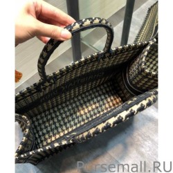 UK Christian Dior Houndstooth Embroidery Book Tote Handbag Cream