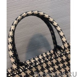 UK Christian Dior Houndstooth Embroidery Book Tote Handbag Cream