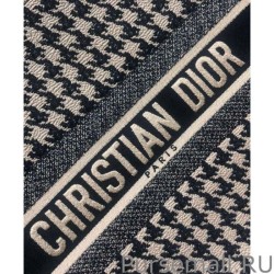 UK Christian Dior Houndstooth Embroidery Book Tote Handbag Cream