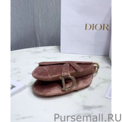 Perfect Christian Dior Mini Saddle Velvet Bag Pink