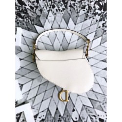 7 Star Christian Dior Mini Saddle Calfskin Bag White