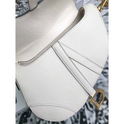 7 Star Christian Dior Mini Saddle Calfskin Bag White