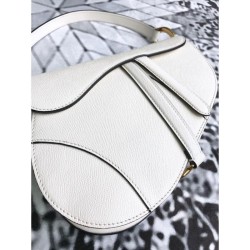 7 Star Christian Dior Mini Saddle Calfskin Bag White