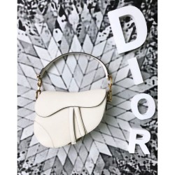 7 Star Christian Dior Mini Saddle Calfskin Bag White