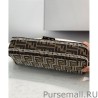 Copy Fendi Baguette Embroidered FF Fabric Bag 8BR6008 Dark Coffee