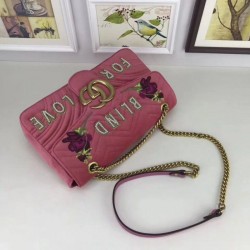 High Quality GG Marmont Embroidered Medium Bag 443496 Peachblow