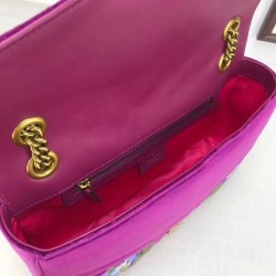 Copy GG Marmont embroidered velvet bag 443496 Rose