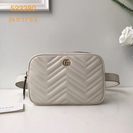 Copy GG Marmont Matelassé Belt Bag 523380 White