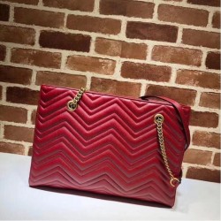 Luxury GG Marmont Matelassé Medium Tote 524578 Red