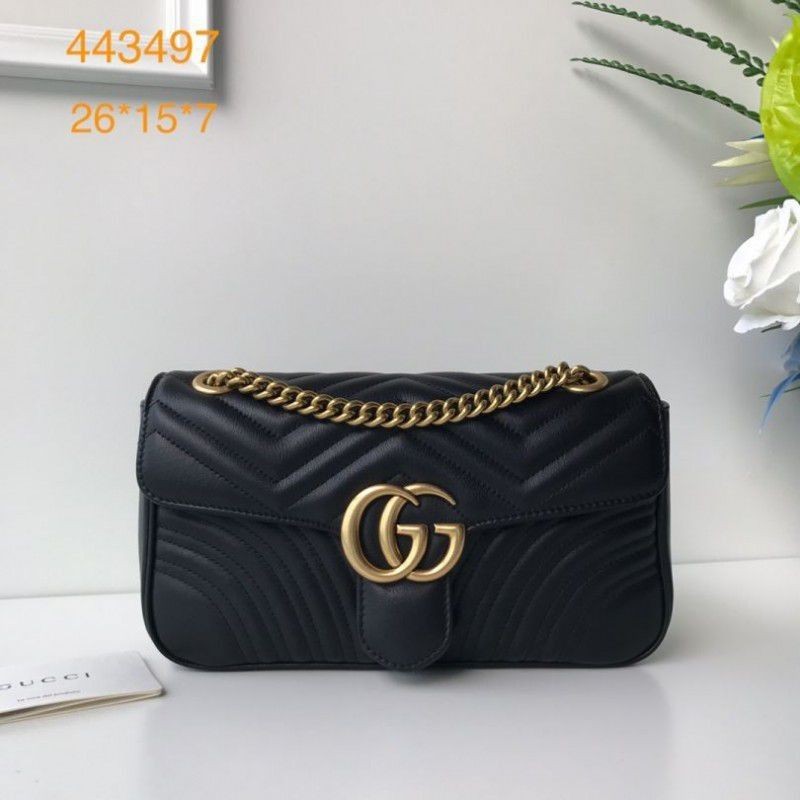 Top Quality GG Marmont Matelasse Mini Bag 443497 Black