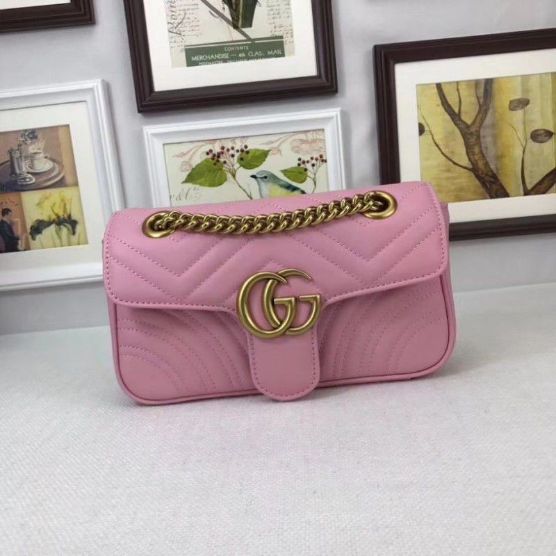 Fashion GG Marmont Matelassé Mini Bag 446744 Pink