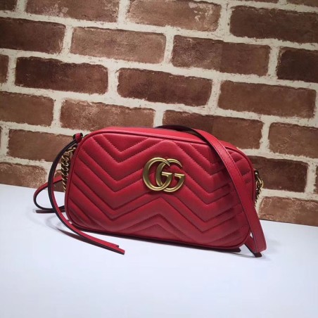 Designer GG Marmont Matelasse Shoulder Bag 447632 Red