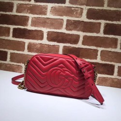 Designer GG Marmont Matelasse Shoulder Bag 447632 Red