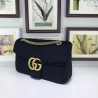 Designer GG Marmont Medium chevron velvet Bag 443496 Black