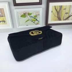 Designer GG Marmont Medium chevron velvet Bag 443496 Black
