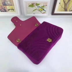 Top Quality GG Marmont Medium chevron velvet Bag 443496 Purple