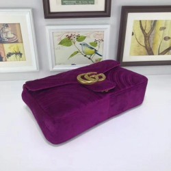 Top Quality GG Marmont Medium chevron velvet Bag 443496 Purple