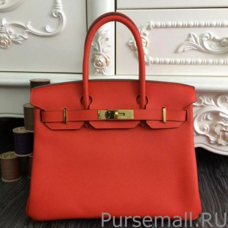 Wholesale Hermes Birkin 30cm 35cm Bag In Orange Clemence Leather